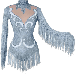 Women's Sparkly Diamante Pearl Fringe Bodysuit