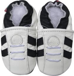 Carozoo Black Cat White S Unisex Baby Soft Sole Leather Shoes 2-3 years Toddler Sports Stripe White Dark Blue