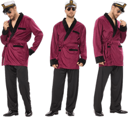 MISS FANTASY Halloween Costume Men Women - 5Pcs Captain Red Velvet Robe Costume Couples Halloween Costume Adult