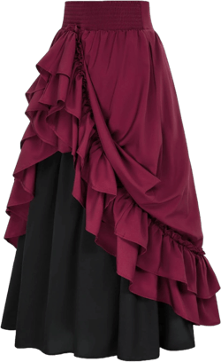 Scarlet Darkness Victorian Double-Layer Ruffle Maxi Skirt