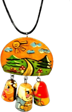 Matryoshka Pendant Russian 3 Doll Family Necklace Hand Painted Gift