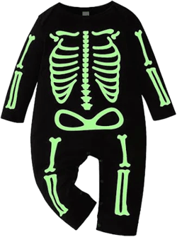 Infant Boys Girls Long Sleeve Glow In The Dark Skeleton Halloween Skeleton Character Jumpsuit Bodysuits Baby