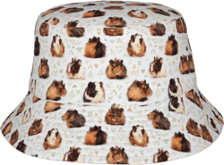Wurton Guinea Pigs Print Unisex Cute Trendy Lightweight Bucket Hat Outdoor Aesthetic Fisherman Cap Sun Hat Black