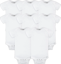 Gerber Baby Unisex White Short Sleeve Cotton Onesies Bodysuits, 8-Pack, Preemie-24 Months
