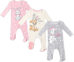 Disney The Aristocats Bambi Infant Girls 3 Pack Zip Up Sleep N' Play Coveralls Infant to Infant