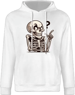 Adult Shukong White Unisex Playful Skeleton Art Hoodie S-3xl