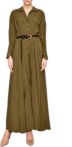 MELLODAY Women's Long Sleeve Belted Shirtdress