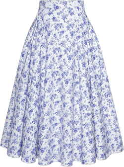Belle Poque Women's Vintage High Waist Pleated Midi A-Line Skirt with Pockets