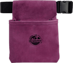 Graintex One Pocket Nail & Tool Pouch Purple Color Suede Leather with 2 Webbing Belt for Constructors