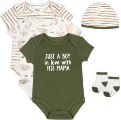 Baby Boys' Just A Boy in Love 5 Piece Bodysuit Set