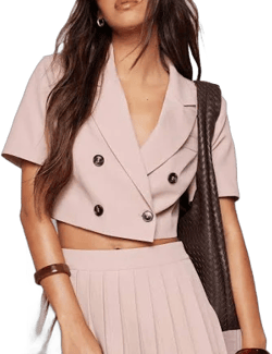boohoo Button Cropped Blazer - Pink - Size 10
