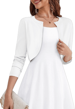 Women's Cropped Open Front Long Sleeve Knit Cardigan