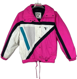 Vintage Tyrolia Ski Jacket Coat Womens 12 Neon Pink Colorblock Retro