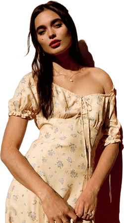 Magnolia Simple Retro Floral Midi Dress
