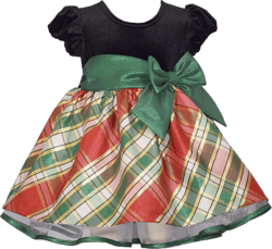 Bonnie Jean Girl's Christmas Dress - Holiday Plaid Dress for Baby, Toddler and Little Girls 12 Months Red Green Ivory Bow