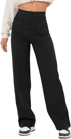 Flexipants - Women's Casual High Waist Stretch Pants, Flexipants Women, Multiple Pockets Straight Leg Pants 5X-Large Black