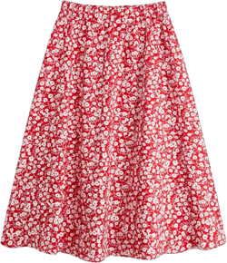 Milumia Girl's High Waisted A-Line Ditsy Floral Midi Skirt