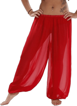 Sheer Shadow Chiffon Harem Pants