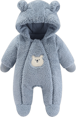 Baby Girl Boy Snowsuit Newborn Fleece Jacket Hooded Romper Jumpsuit Infant Bear Onesie Winter Outwear