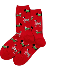 Hot Sox Women's Christmas dogs Crew Socks