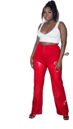 Wilda Turenne Contrast PU Leather Pants
