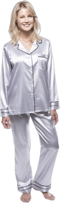 Noble Mount Women's Classic Satin Pajama Set