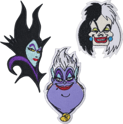 3 Pcs Female Villain Patches Iron on Embroidered Badge Saw On Patch for Jeans, Clothing, Bags, Jackets, Caps