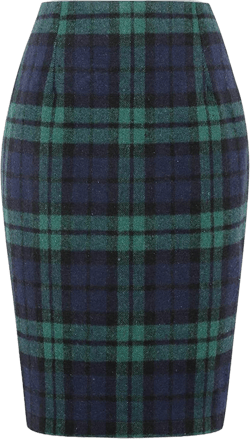 Pencil Plaid Skirts for Women Fall Winter High Waisted Bodycon Knee Length Wool Midi Skirt with Slit Mini Jean Skirt Green