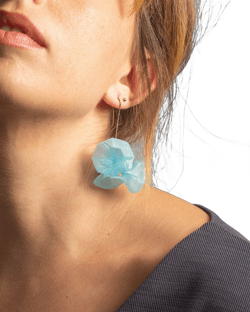 Chunky Earrings, Avant Garde Earrings, Fabric Earrings, Fabric Jewelry, Blue Statement Earrings, Bohemian Earrings for Women, Baby Blue
