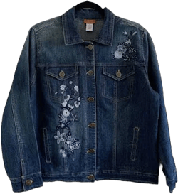 Scully Western Denim Jacket Womens Large Blue Floral Embroidered Rodeo