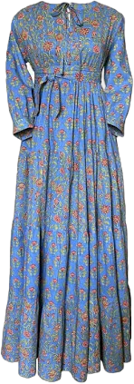 Slavic Russian womens cotton maxi dress long sleeve XXL