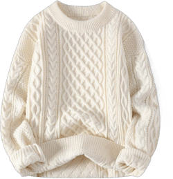Vintage Cable Knit Chunky Crewneck Sweater