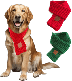 2 Pack Dog Christmas Scarf for Small Medium Large Dogs & Cats,Green Red Warm Dog Scarf Christmas, Knitted Fall Winter Dog Christmas Bandana Holiday Decoration (Xmas Scarf, Large)