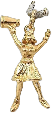 14k Gold Cheerleading Cheerleader Megaphone Charm Pendant Vintage