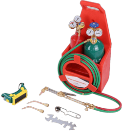 Aqyh Oxy Acetylene Torch Kit for Brazing, Soldering, with Gas Cylinders, Pressure Meter, Tank Support, Glasses, Flint Lighter and Nozzle