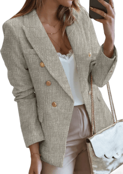 Women's Casual Double Breasted Tweed Blazer