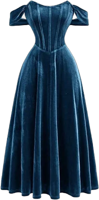 Elegant Off-the-shoulder Vintage Velvet A-line Dress