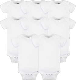 Gerber Baby Unisex White Short Sleeve Cotton Onesies Bodysuits
