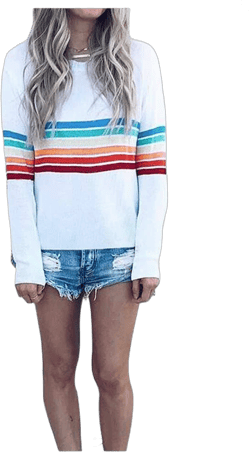 Women's Long Sleeve Rainbow Print Top