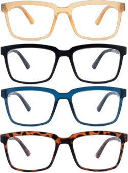 4 Pack Reading Glasses for Women Men Rectangle Readers Spring Hinge Comfort Lightweight Eyeglasses Large Frame Yellow Blue Black Tortoiseshell, +2.0 Yellow / Blue / Black/ Tortoiseshell 2.0 x