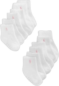Ralph Lauren Baby Girls Quarter Length Low-cut Socks 6-pack In Pink Logo