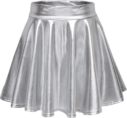 EXCHIC Women's Shiny Metallic Wet Look Stretchy Flared Mini Skater Skirt