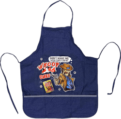Blue kitchen apron Apron for Men and Women - Soft & Durable Chef Apron for Cooking - BBQ Apron Fends off Splashes Bib Apron with Long Ties (Whoop Ass Cowboy, Blue)