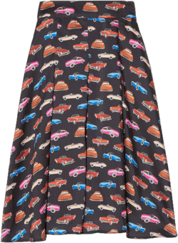 Kate Spade Cars Pleated Midi Skirt