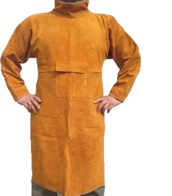 Jewboer Leather Welding Apron with Sleeve Heavy Duty Welding Jacket Heat Flame Resistant Weld Coat for Men Women