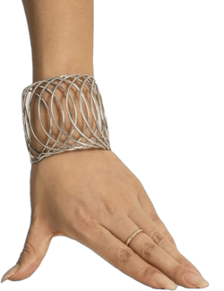Kercisbeauty Cyberpunk Silver Cuff Bangle Bracelet Open Wide Wire One Size Wristband Hand Chain for Women Girls (Silver)