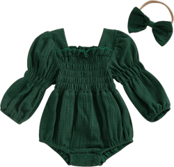 Kavousa Baby Girl Smocked Bubble Romper