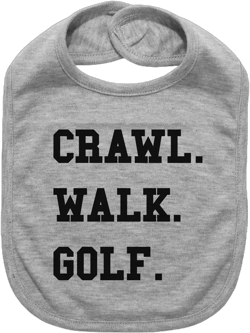 Funny Bib, CRAWL WALK GOLF, Baby Bib, Cute Bibs, Burp Cloth, Baby Shower Gift, Baby Accessories, Bib, Golf, Unisex Bib, Golf Baby Clothing