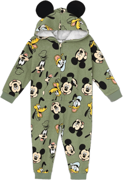 Disney Mickey Mouse Goofy Donald Duck Infant Baby Boys or Girls Fleece Zip Up Coverall Green 12 Months