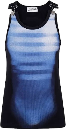 Jean Paul Gaultier - striped top - women - Cotton - M - Blue